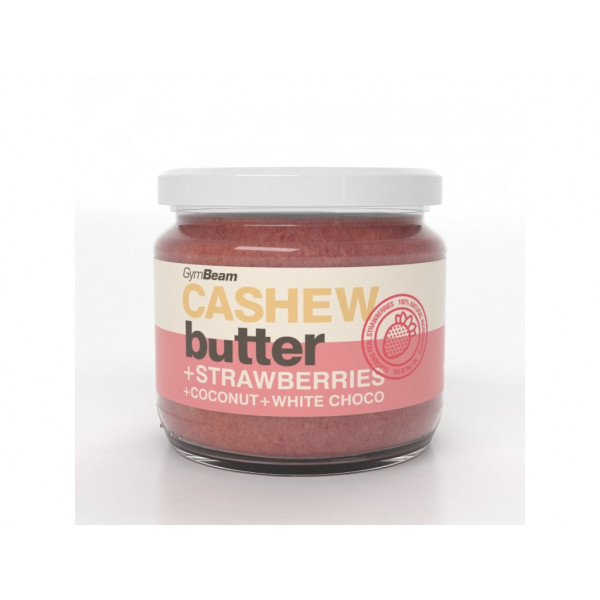 Cashewbutter mit Kokosnuss, weißer Schokolade und Erdbeeren 340 g - GymBeam